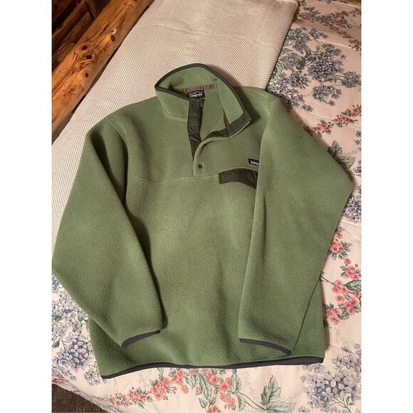 Men’s Green Patagonia Synchilla Snap T Fleece Pullover Green Sweater Sz M - Picture 8 of 10